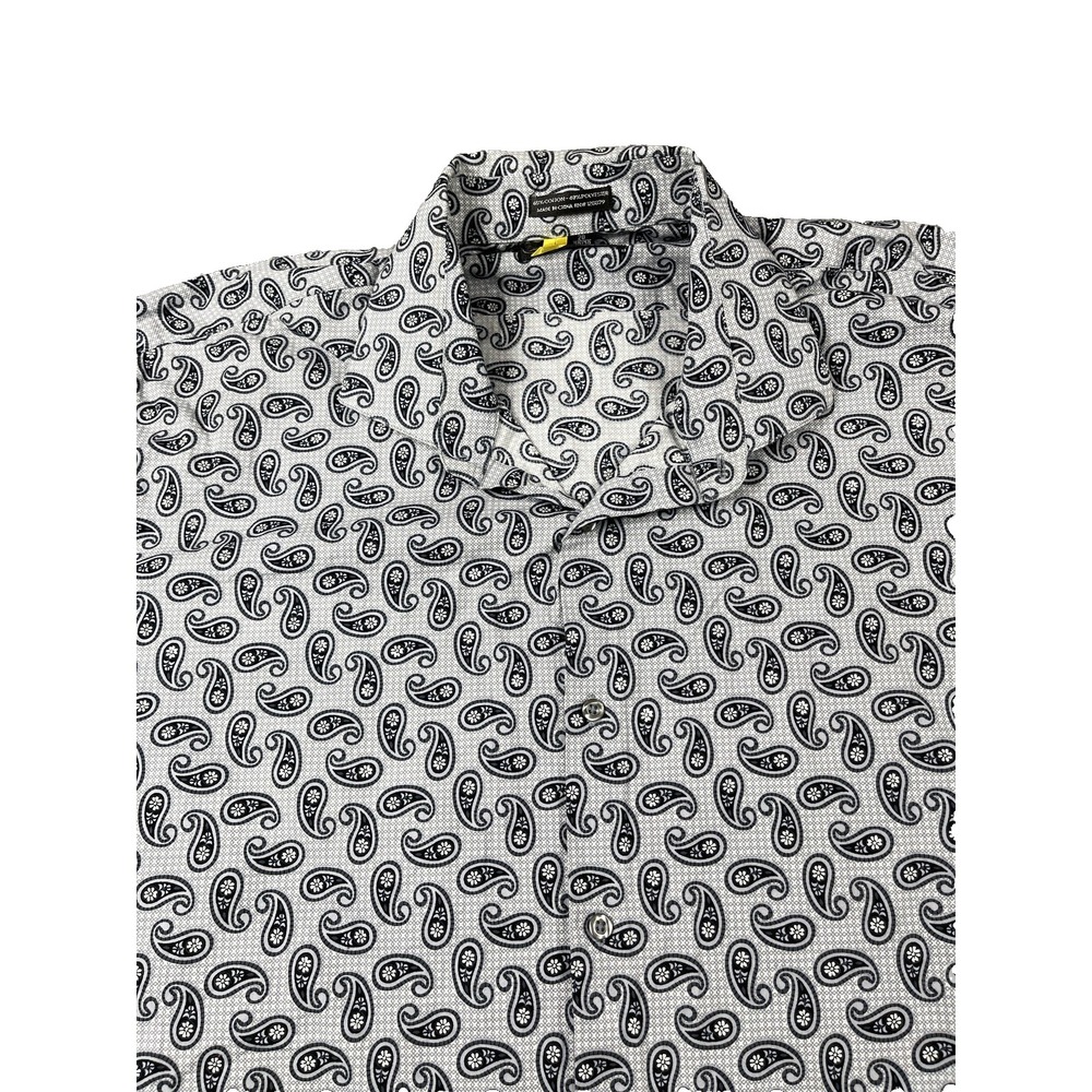 Stacy‎ Adams Shirt Mens 20 38/39 Gray Black Paisley Long Sleeve Dress Modern